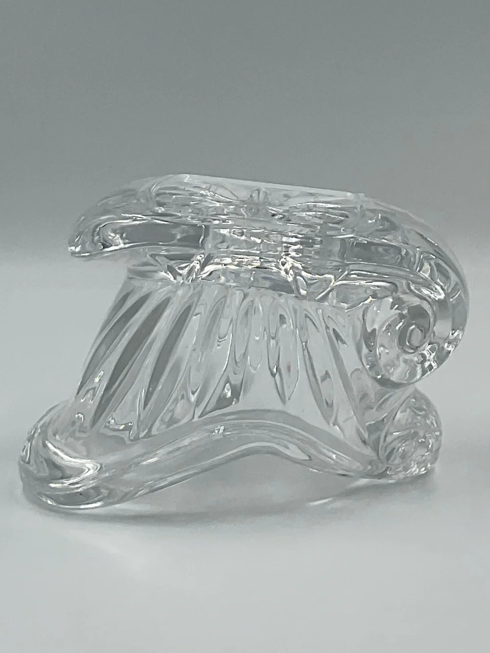 Vintage St George Heavy Cut 24% Lead Crystal Santa Sleigh Votive Candle Holder